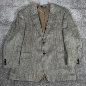 Jos A Bank Blazer Men's 44R Black Ivory Silk Textured Two Button Single Breasted
